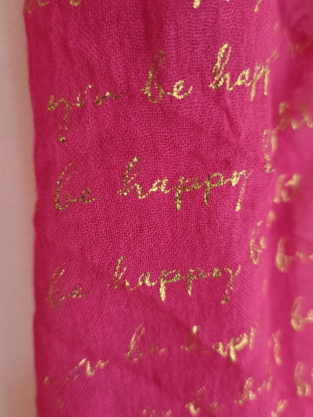 Charming Charlie Hot Pink Scarf with Gold Script Accents